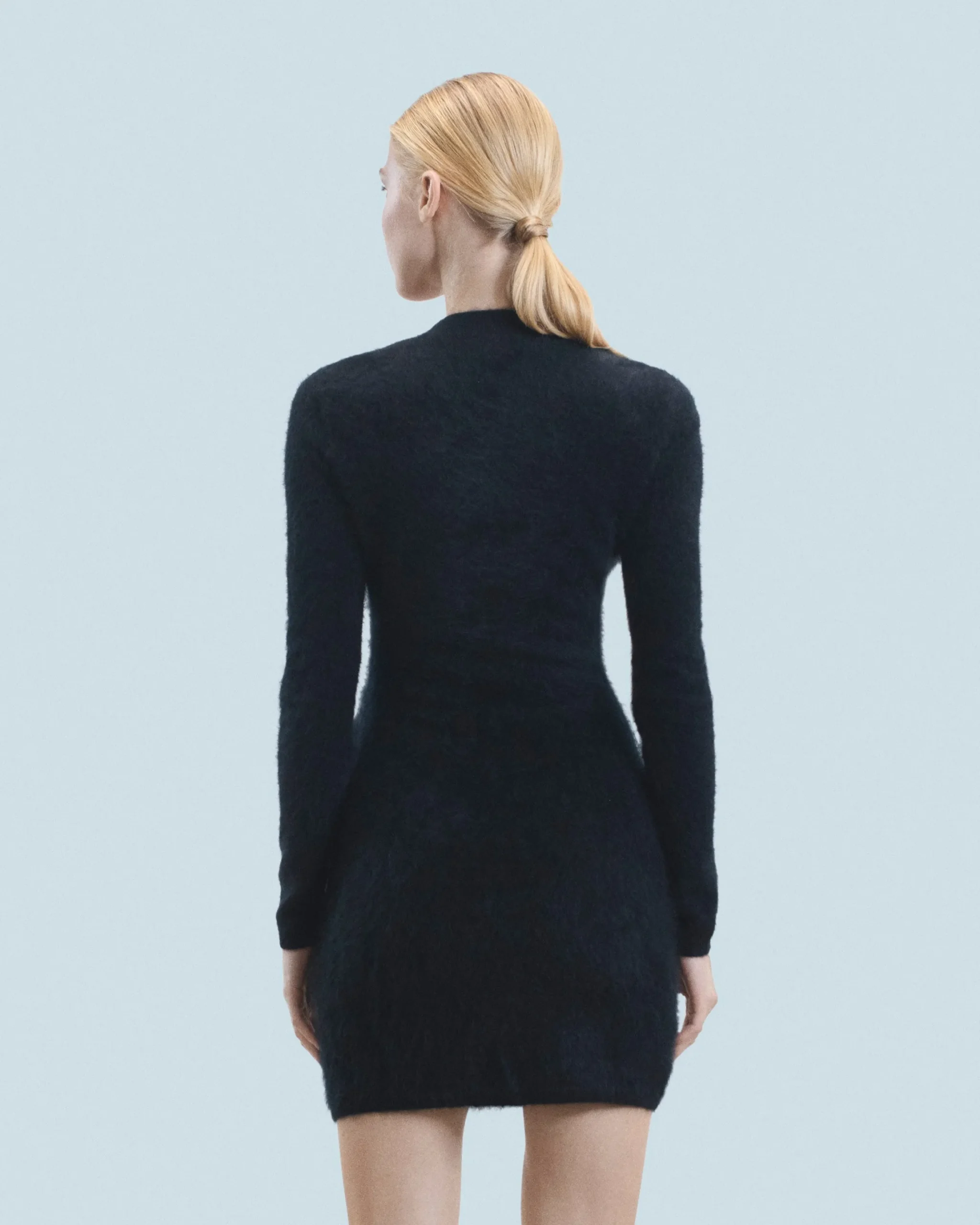 Short Dress with Long Sleeves in Brushed Cashmere