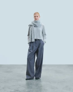 Short Mock Neck Cable Knit Sweater