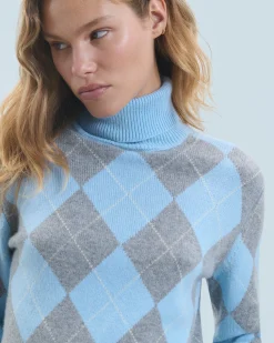Turtleneck Sweater With Diamond Pattern