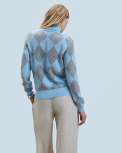 Turtleneck Sweater With Diamond Pattern