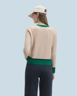 Two-Tone Contrast Crewneck Sweater