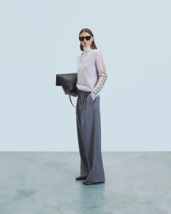 V-Neck Sweater with Multico Sleeves