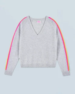 V-Neck Sweater with Multico Sleeves
