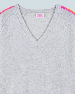 V-Neck Sweater with Multico Sleeves