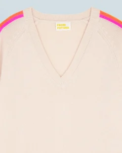 V-Neck Sweater with Multicolor Stripes
